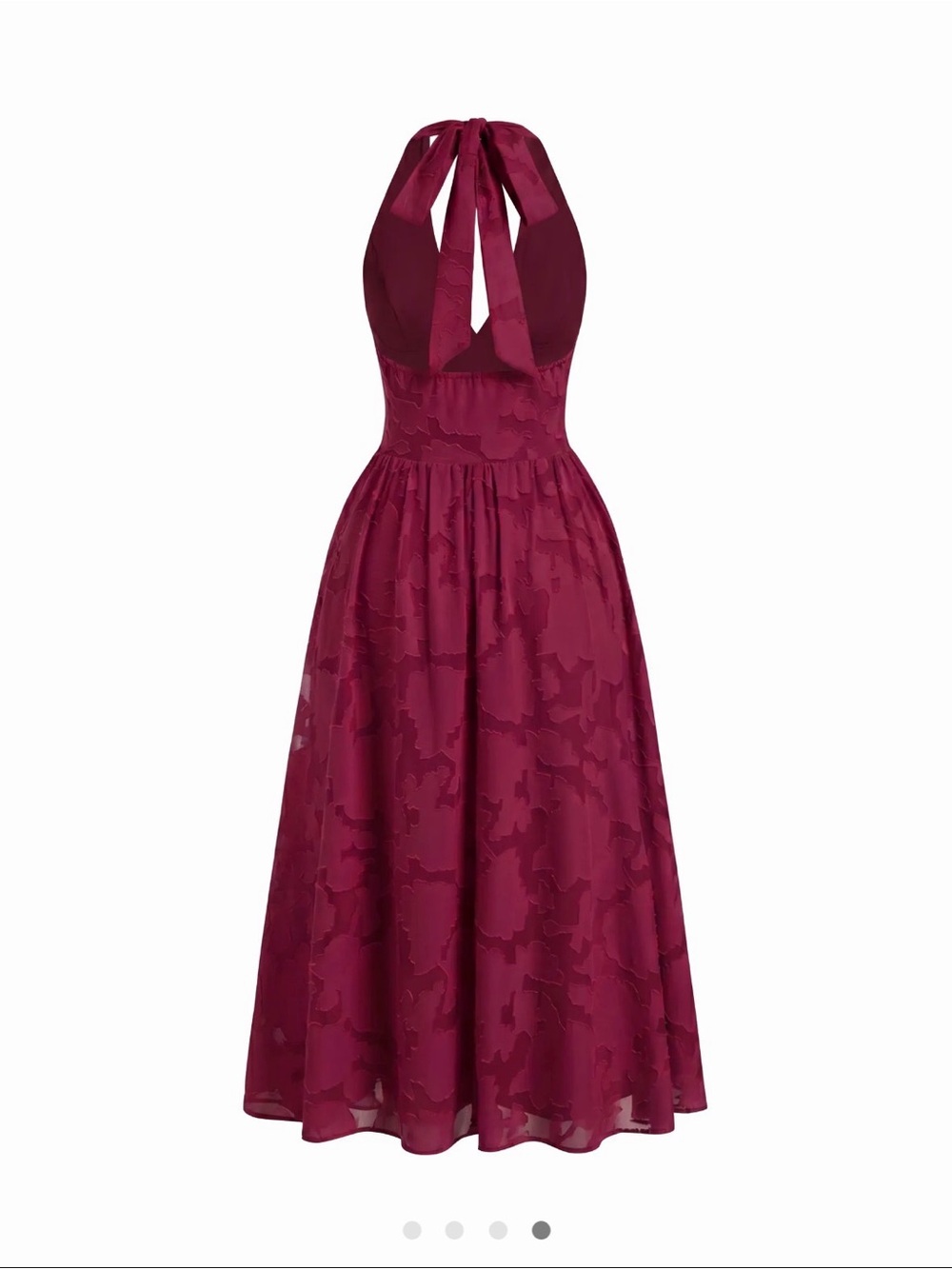 Cider Burgundy Halter Jacquard Midi Dress - Picture 3 of 3